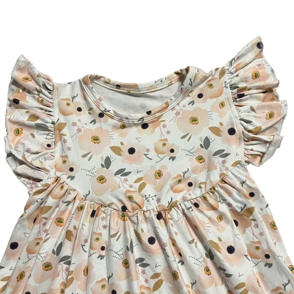 Girls 4T Pink Neutral Floral Print Dress